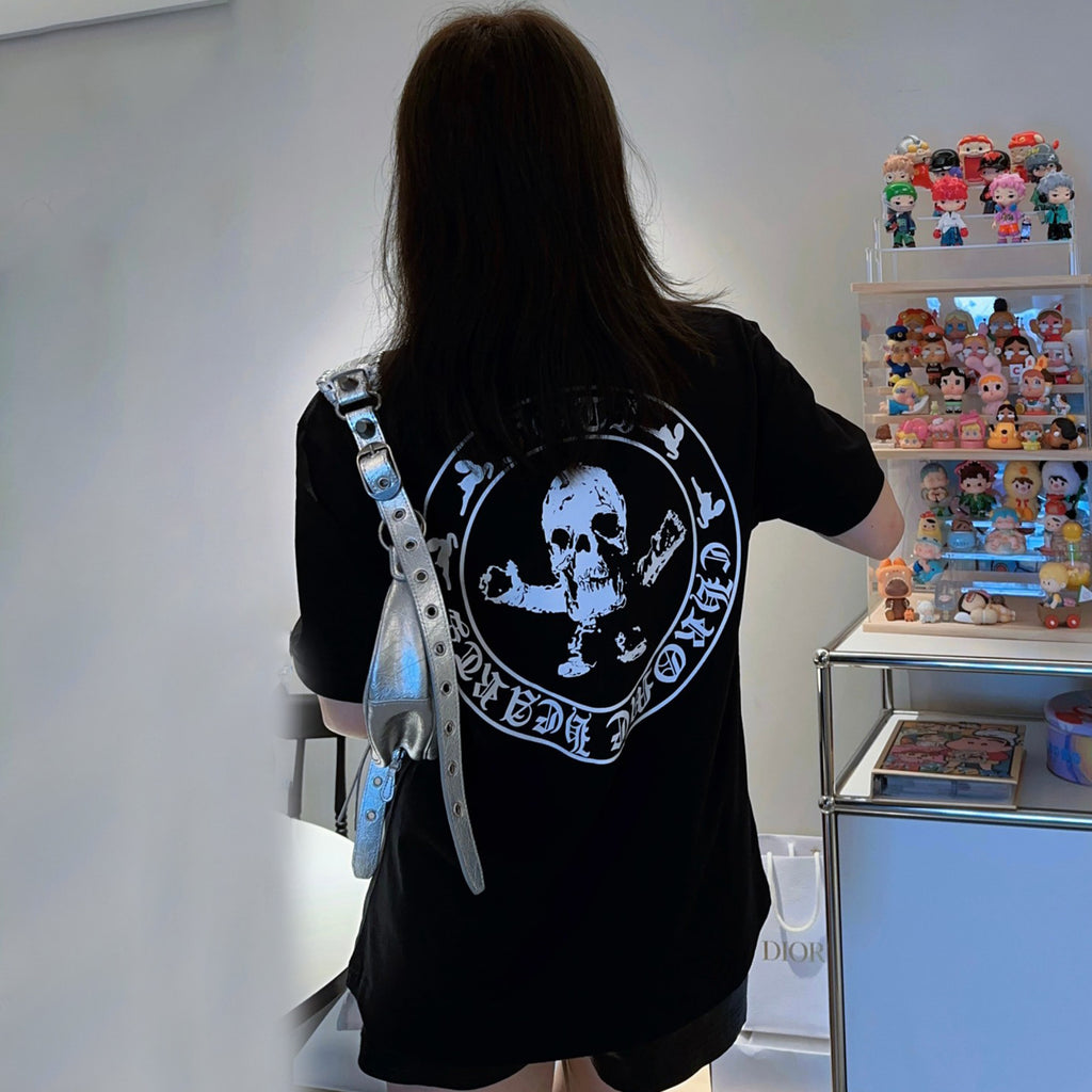 Chrome Hearts Men Women Summer Fashion Solid Color Foti Skull Print Casual Round Neck Short Sleeve T-Shirt Ngvp #8583