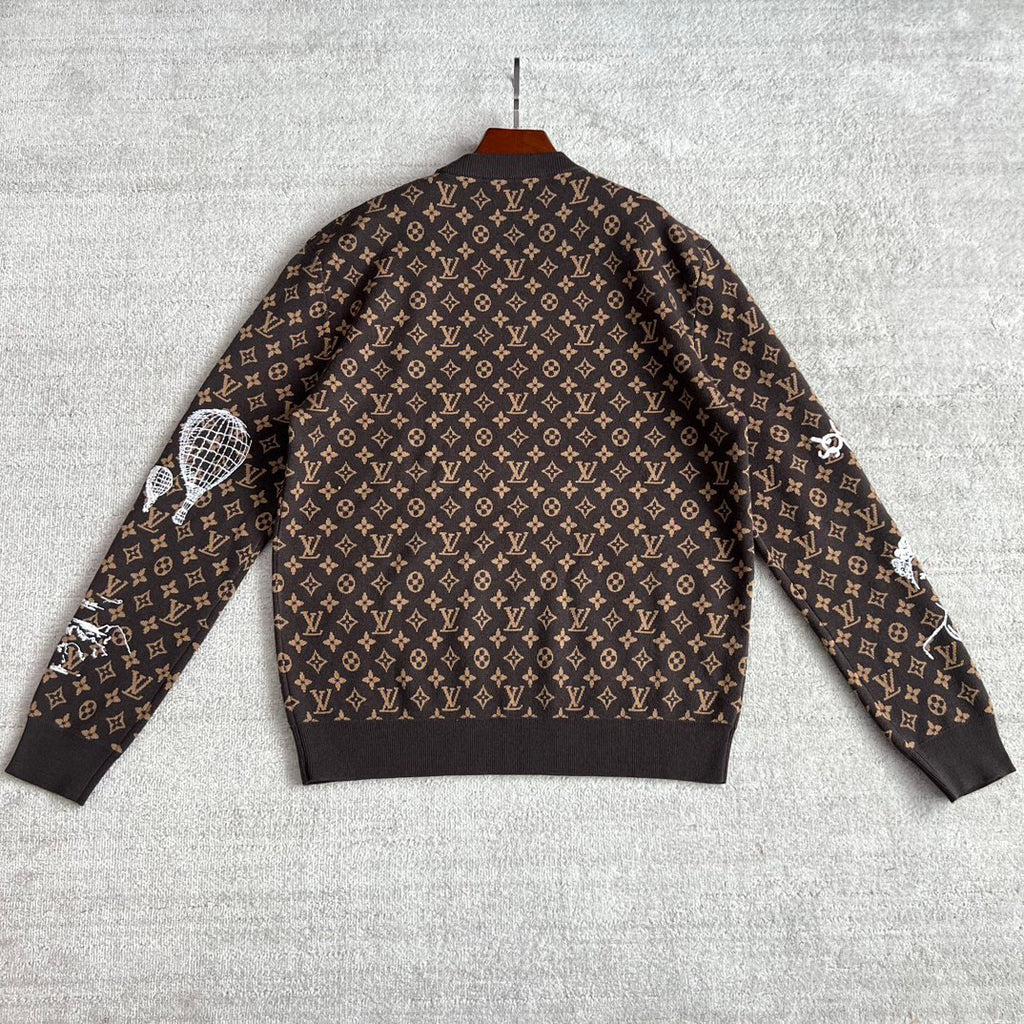 Louis Vuitton Embroidered Pattern Crew Neck Sweater Pullover #96167