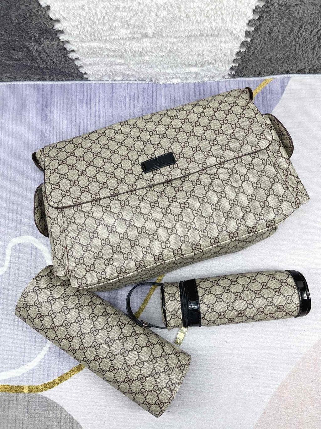 Gucci Kid's Logo Leather Logo Mommy Bag Shoulder Crossbody Bag #37445