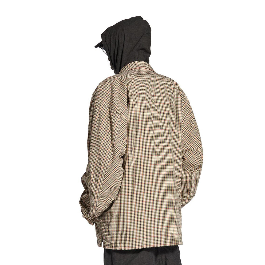 Balenciaga Men's Spring/Autumn Fashion Casual Checkered Collar Zipper Loose Long Sleeved Shirt #78321