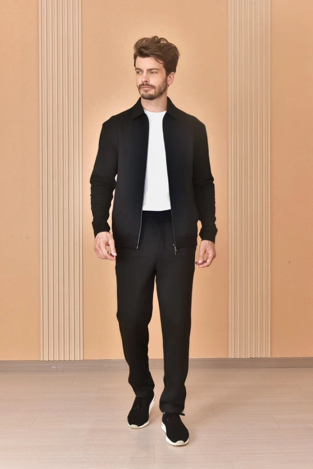 Loro Piana Men's The Gift of Kings® Blackrock Bomber Coat Long Sleeve Zipper Lapel Jacket Casual Solid Pants Set Ngvp #9645