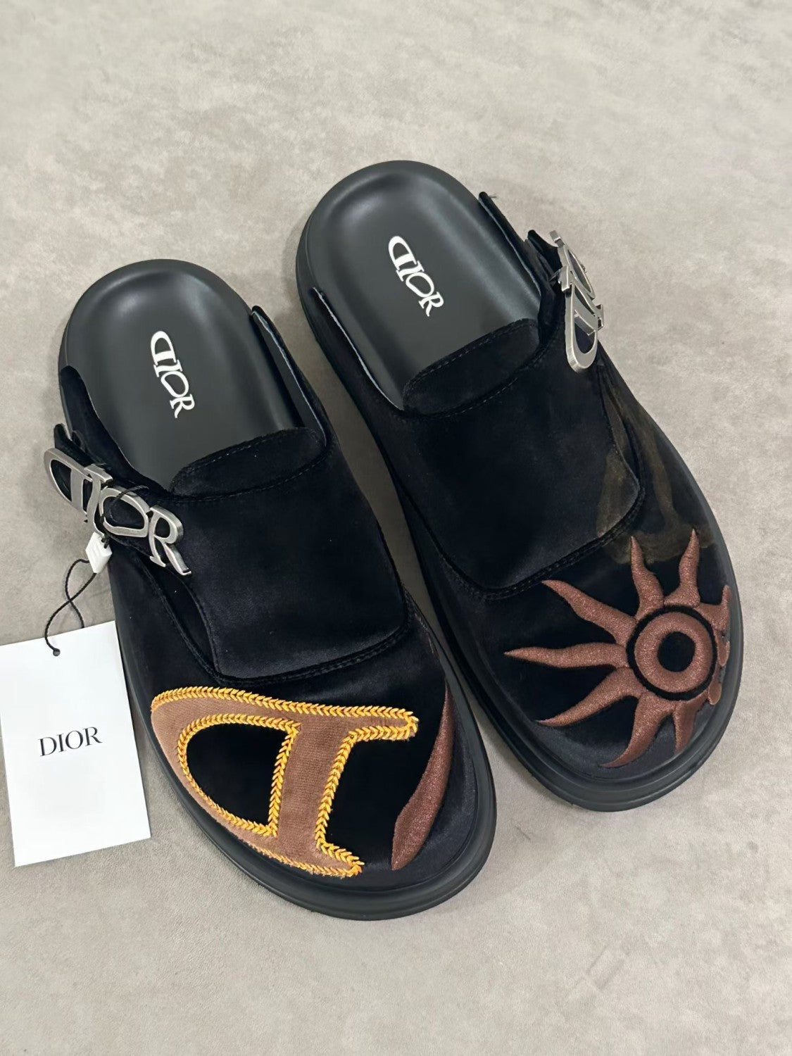 Dior Aqua Lewis Hamilton Velvet Round Toe Mules Slippers #385782