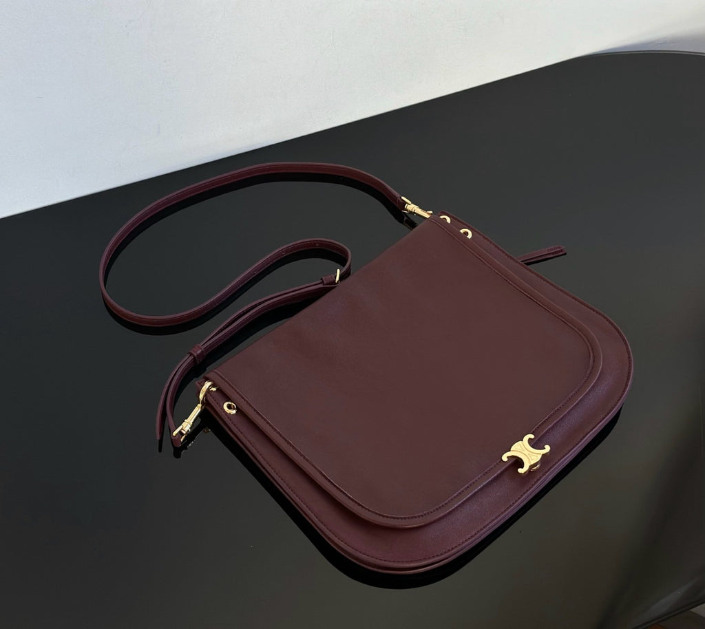 Celine Women's Soft Triomphe Besace Handbag Magnetic Snap Flap Bag Medium Shoulder Crossbody Bags 2026 New Style 123632t88.38no #195067