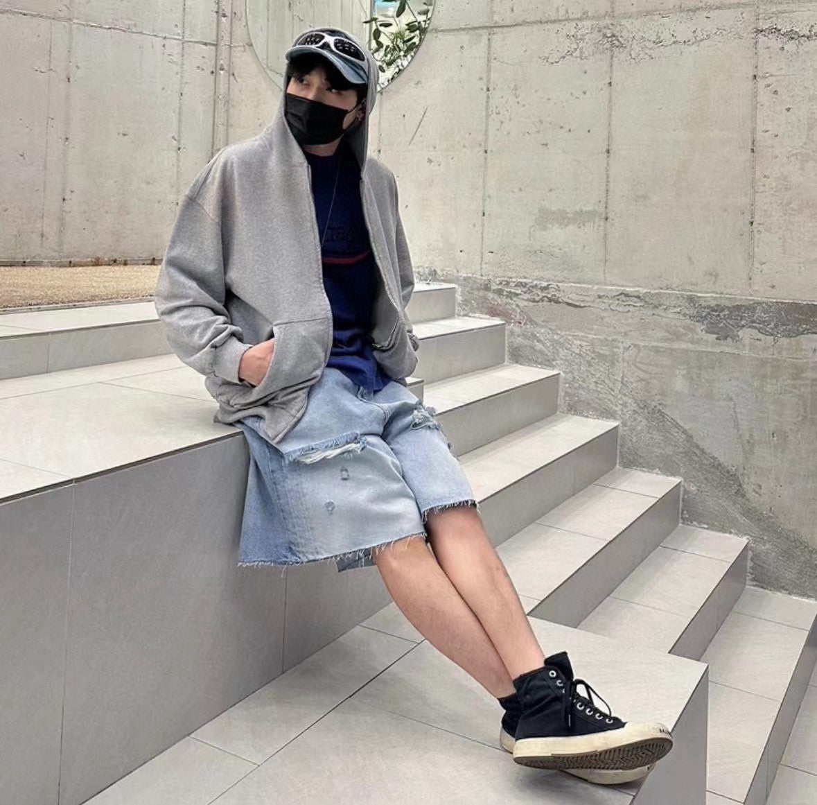 Vetements Men's And Women's Spring/summer Cotton Washed Distressed Denim Shorts With Zipper Loose Wide Leg Jeans Pants Ngvp #8521