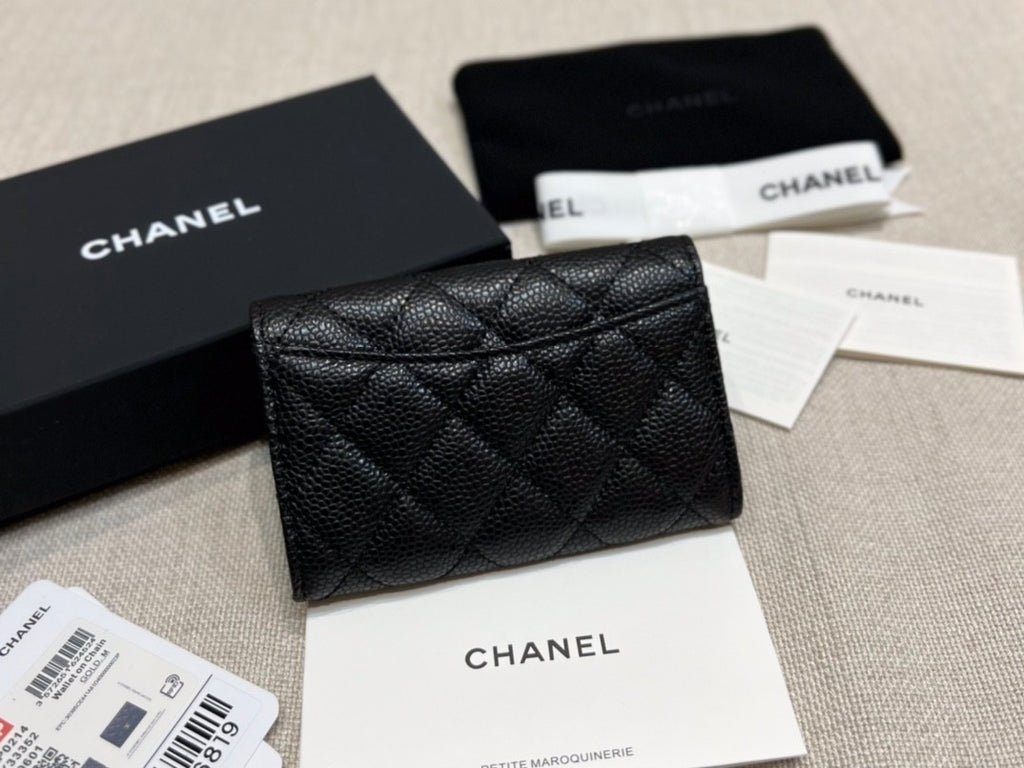 Chanel Women's Fashion Classic Solid-Color Leather Logo Metal Icon Flap Card Holder Bag Bags #79488
