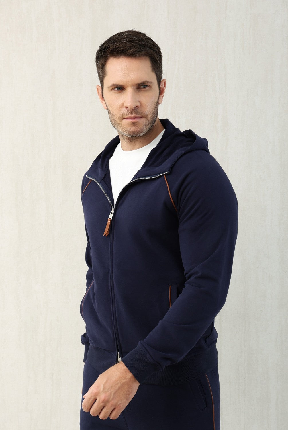 Brunello Cucinelli Men's Techno Cotton French Terry Hooded Long Sleeve Casual Athletic Sweatshirt Solid Color Zipper Spring Jacket Ngvp #1675