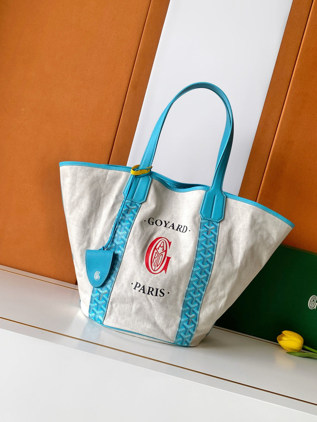 Goyard 2026 Limited Edition Belharra Mm Bag In Turquoise Limited-edition Two-tone Canvas Beach Bag Stylish Casual Shopping Bags #197457