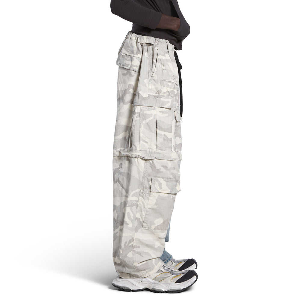 Balenciaga Men's Four Seasons Vintage Washed Camouflage Splicing Frayed Jeans Fashion High Street Straight Wide Leg Work Pants Ngvp #9121