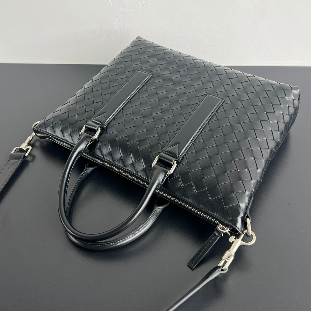 Bottega Veneta Intrecciato Men's Solid Color Adjustable Detachable Shoulder Strap Woven Calfskin Briefcase Handbag Bag Bags #77518