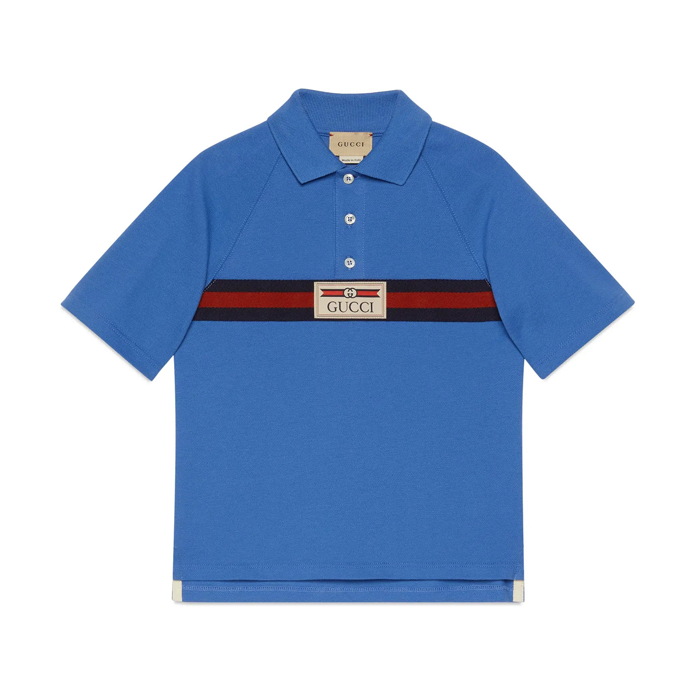 Gucci Kid's Summer Solid Color Striped Cotton Webbing Straight Short Sleeve Fitted Polo Shirt #31274