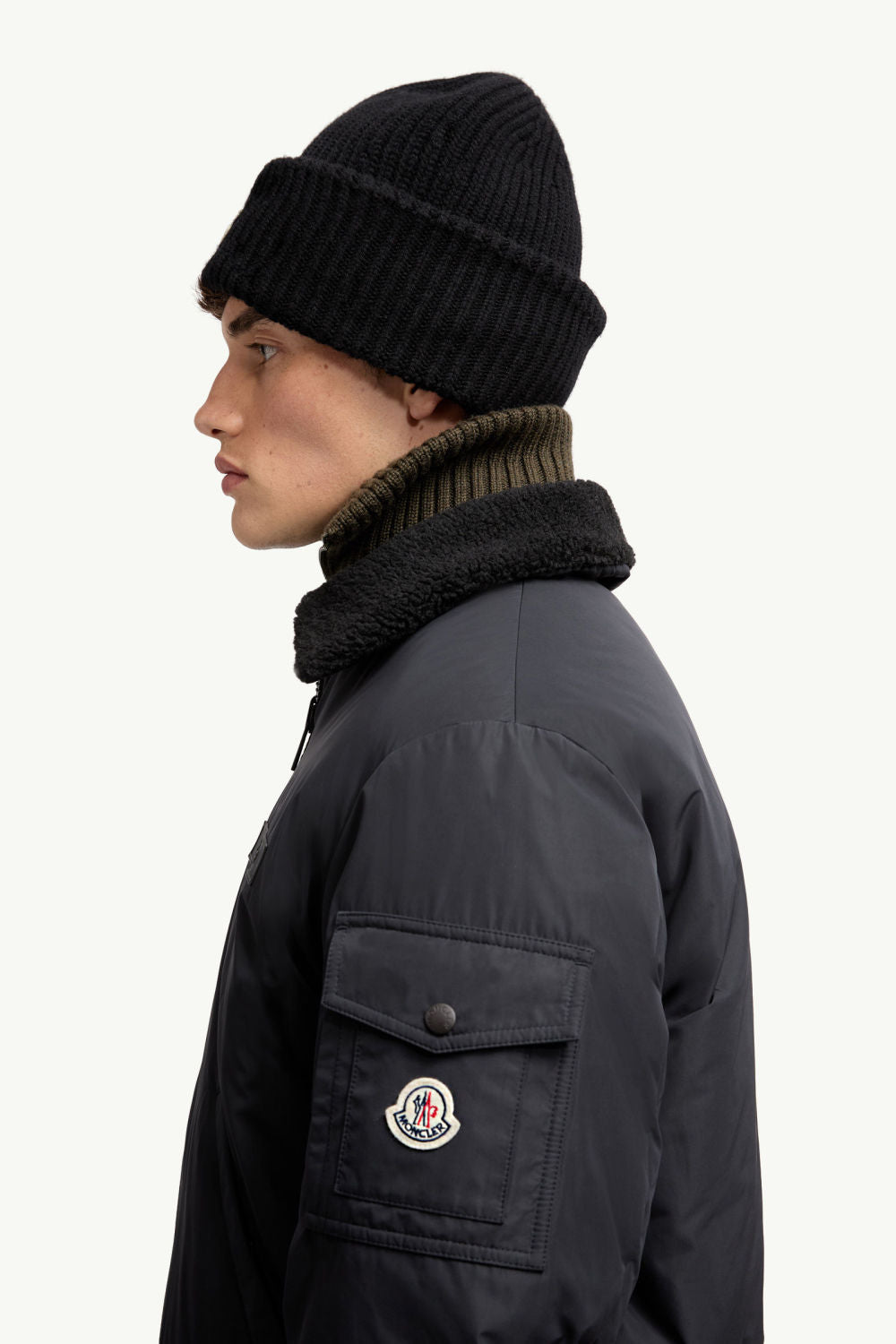 Moncler Men's Black Maulevrier Reversible Teddy Fleece Bomber Jacket #332812