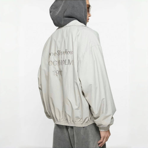 Acne Studios Men's Spring and Autumn Embroidered Letter Printed Solid Color Zipper Long Sleeve Jacket #75728