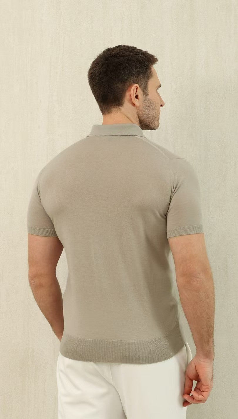 Loro Piana Men's Summer Lapel Straight Solid Color Fitted Pullover Short Sleeve Polo Shirt Ngvp #1554