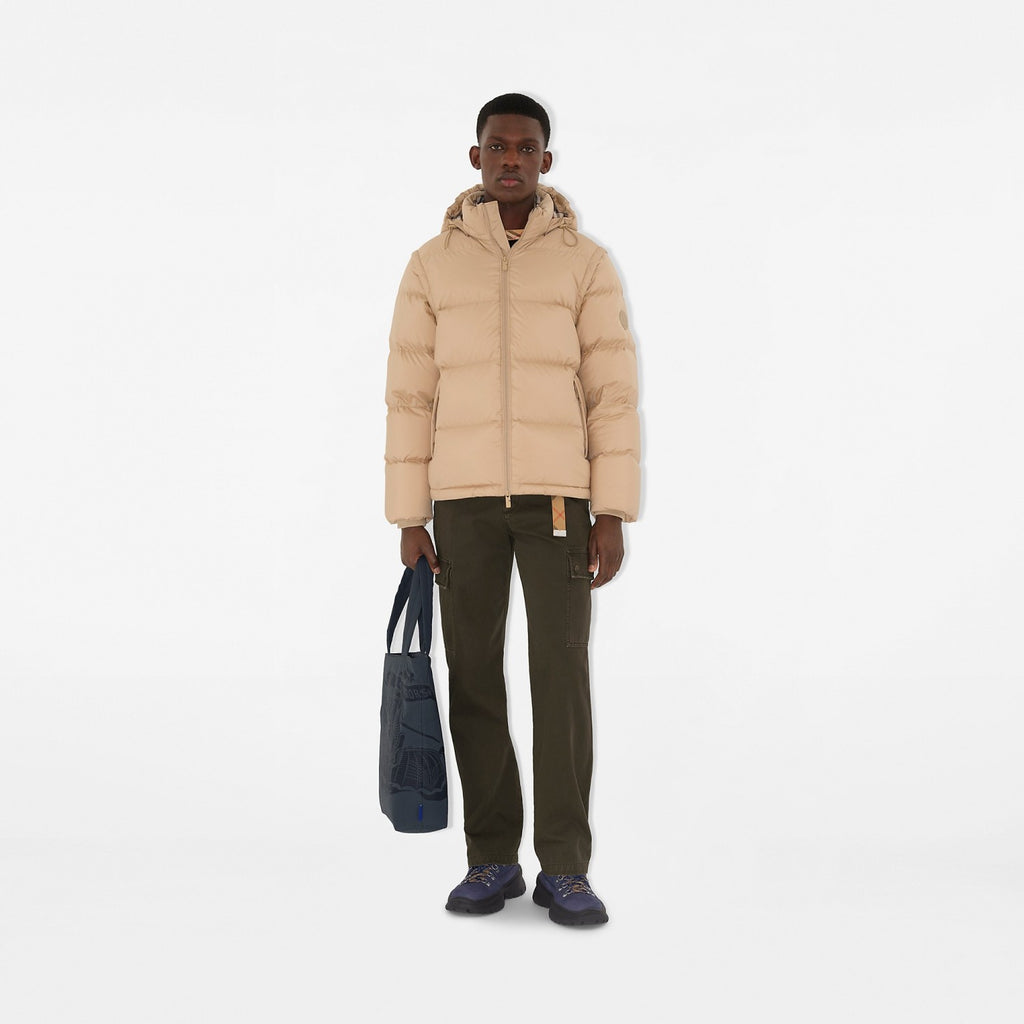 Burberry Detachable Sleeve Puffer Jacket in Flax Men's Nylon #335005