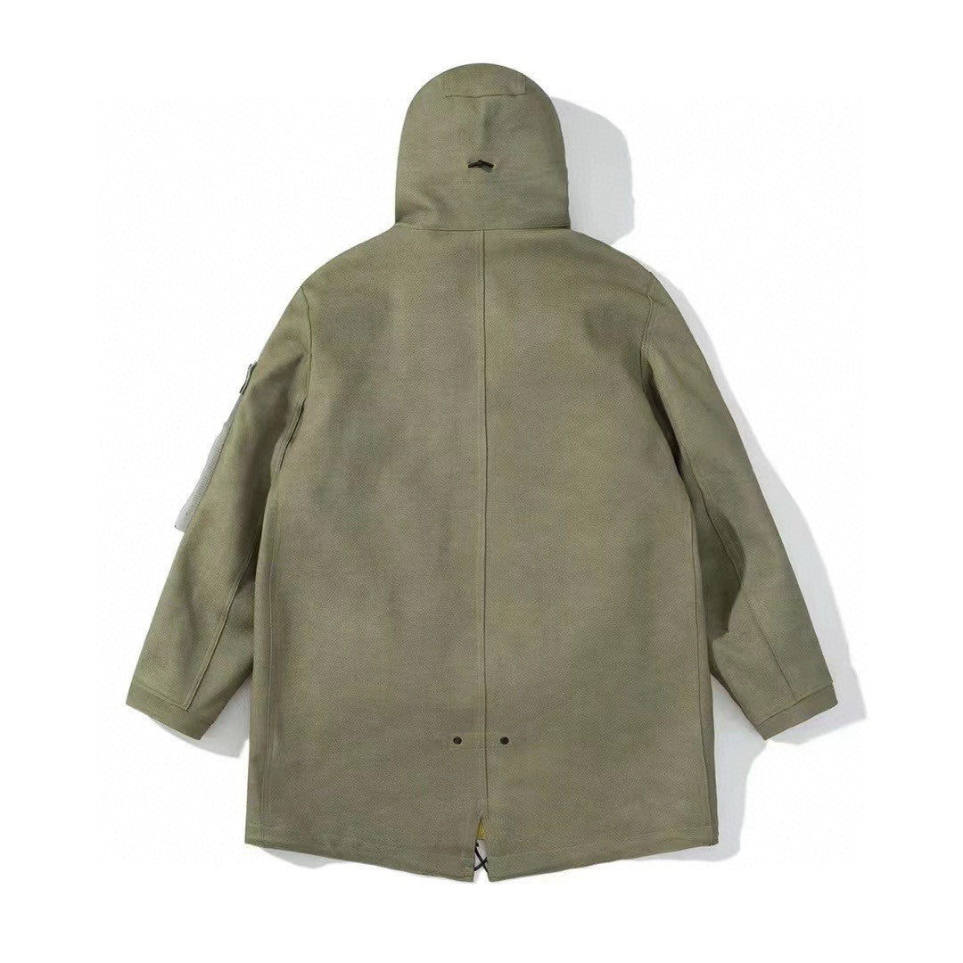 Stone Island Men's Fall And Winter Winter Thickened Suede Printed Hooded Coat Front And Back Wear Jacket With Liner #72395