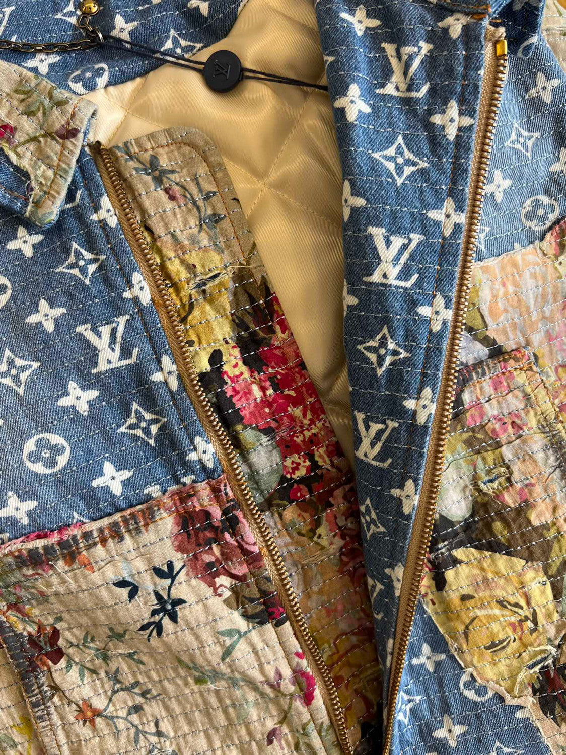 Louis Vuitton Floral Print Denim Zip Jacket #96522