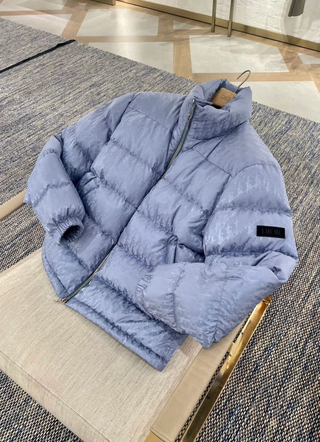 Dior Men's Winter Solid Color Logo Full Print Zipper Collar Down Long Sleeve Puffer Down Jacket #73421