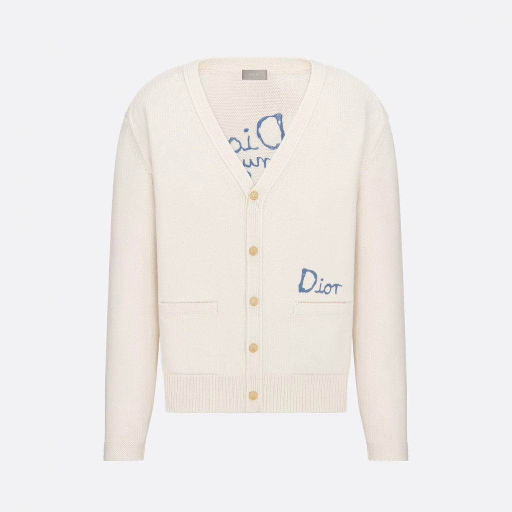 DIOR AND HYLTON NEL Men's And Women's Spring And Autumn Solid Color Letters Printed V-neck Knitted Single Breasted Long Sleeved Cardigan Jacket #76493