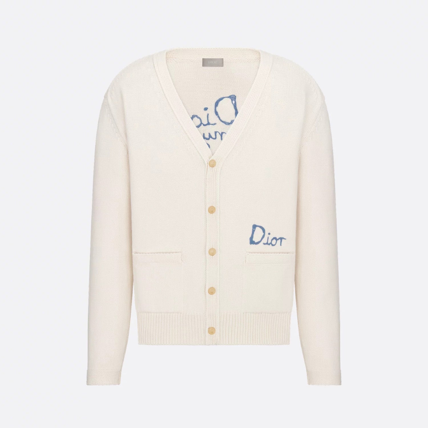 DIOR AND HYLTON NEL Men's And Women's Spring And Autumn Solid Color Letters Printed V-neck Knitted Single Breasted Long Sleeved Cardigan Jacket #76493