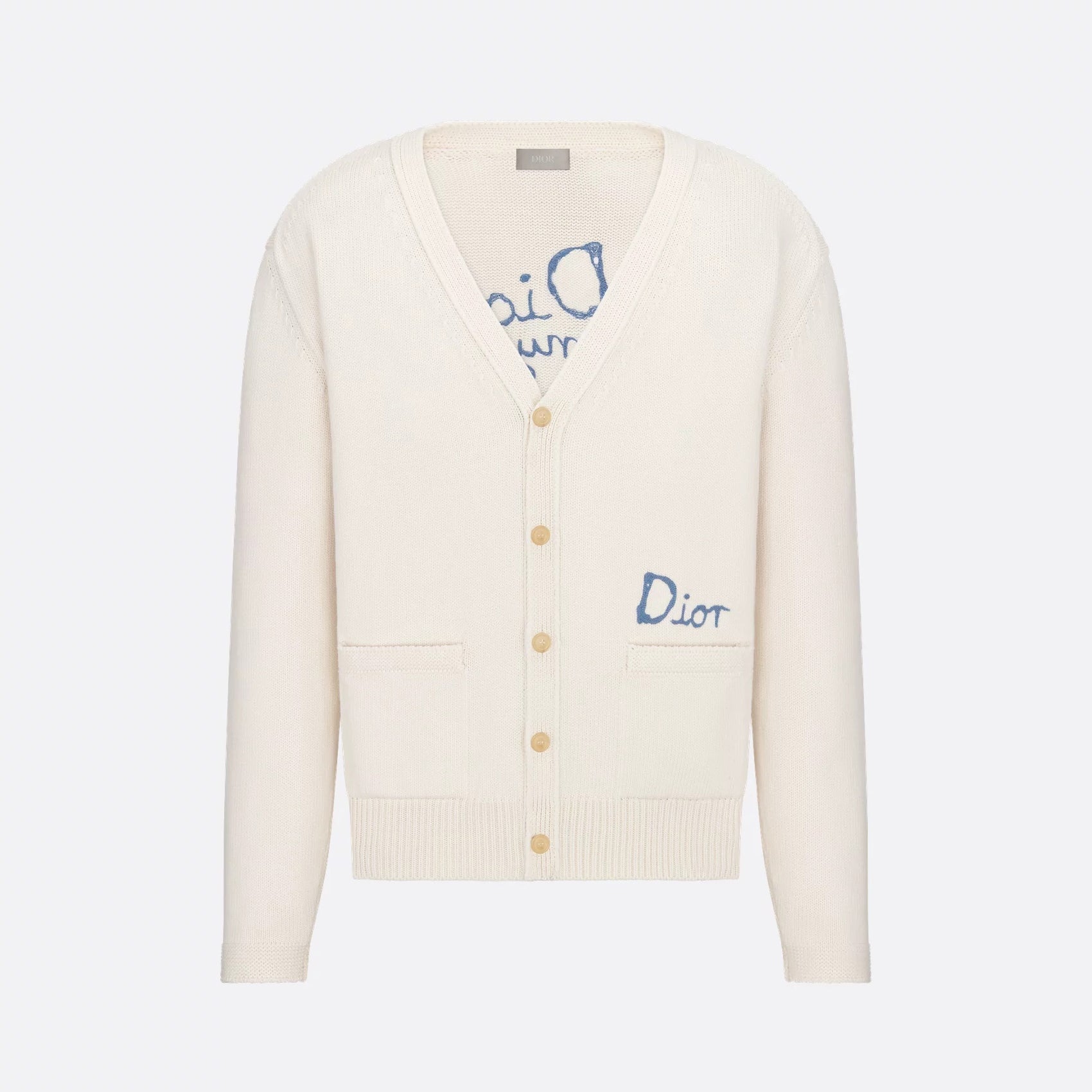 DIOR AND HYLTON NEL Men's And Women's Spring And Autumn Solid Color Letters Printed V-neck Knitted Single Breasted Long Sleeved Cardigan Jacket #76493