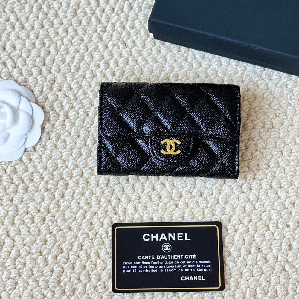 Chanel Classic Card Holder New Black Cf Caviar Calfskin Flap Card Holder With Gold Buckle Ap0214  Bag Bags #196876