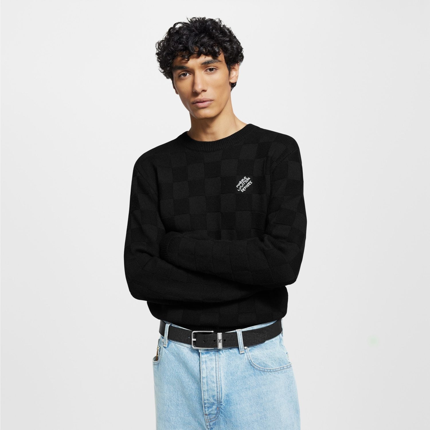 Louis Vuitton Embellished Wool Damier Pullover #333428