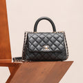 Chanel COCO Handle 16 Classic Logo Black Gold Leather Caviar Chain Shoulder Crossbody Mini Small Medium Women's Spring Summer Black Bag Bags #81386