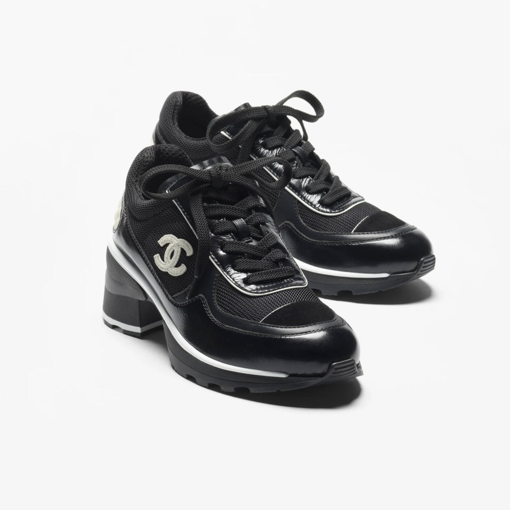 Chanel Women's Spring/Fall Fashion Classic Color Block Round Toe Lace Up Slip On Low Top Chunky Heel Sneakers Casual Shoes #78988