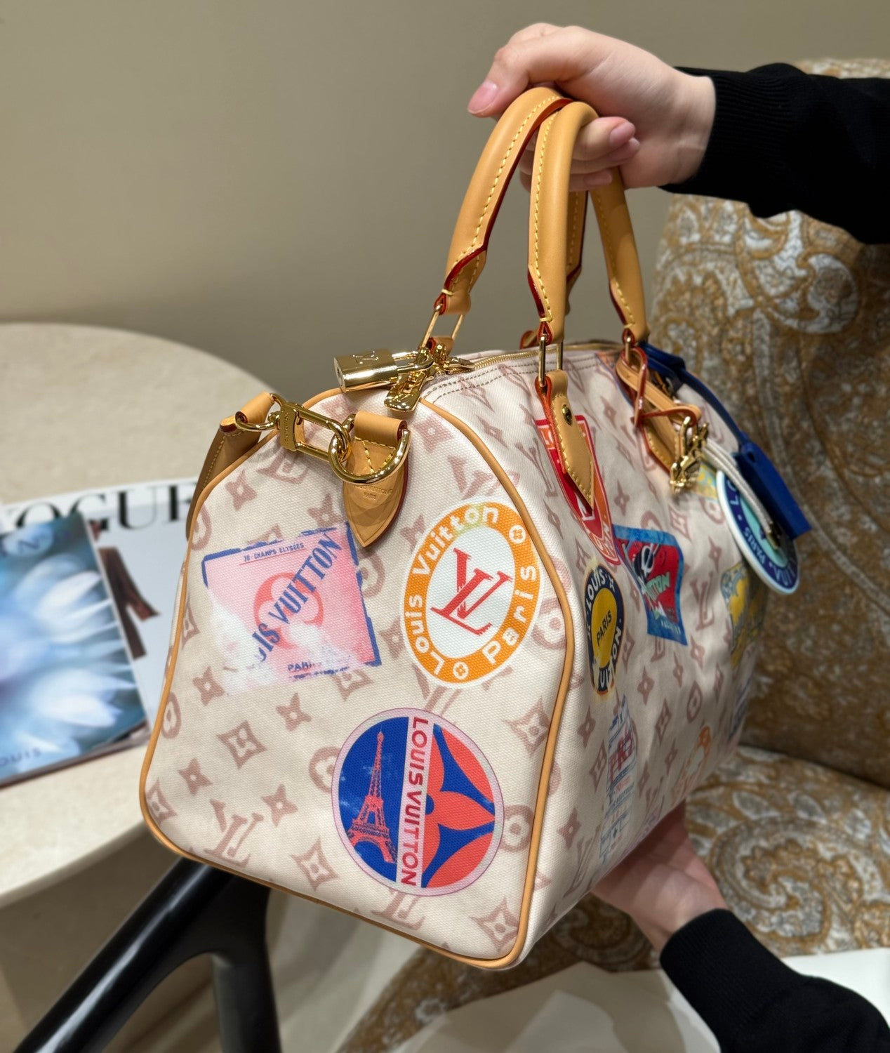 Louis Vuitton Speedy Soft 30 Women's Removable Adjustable Shoulder Strap Graffiti Pattern Printed Shoulder Crossbody Bag Tote Bags #76934