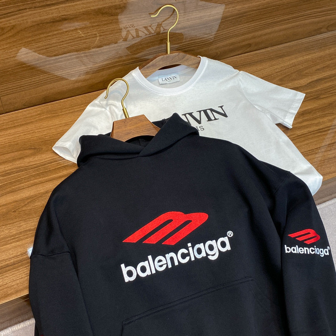 Balenciaga Knitted Cotton Hooded Sweatshirt Black #95156