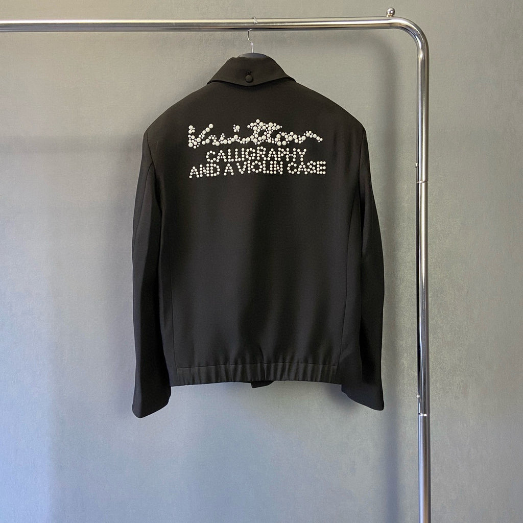Louis Vuitton Men's Spring/Autumn Black Logo Letter Beaded Wool Long Sleeve Jacket #98171