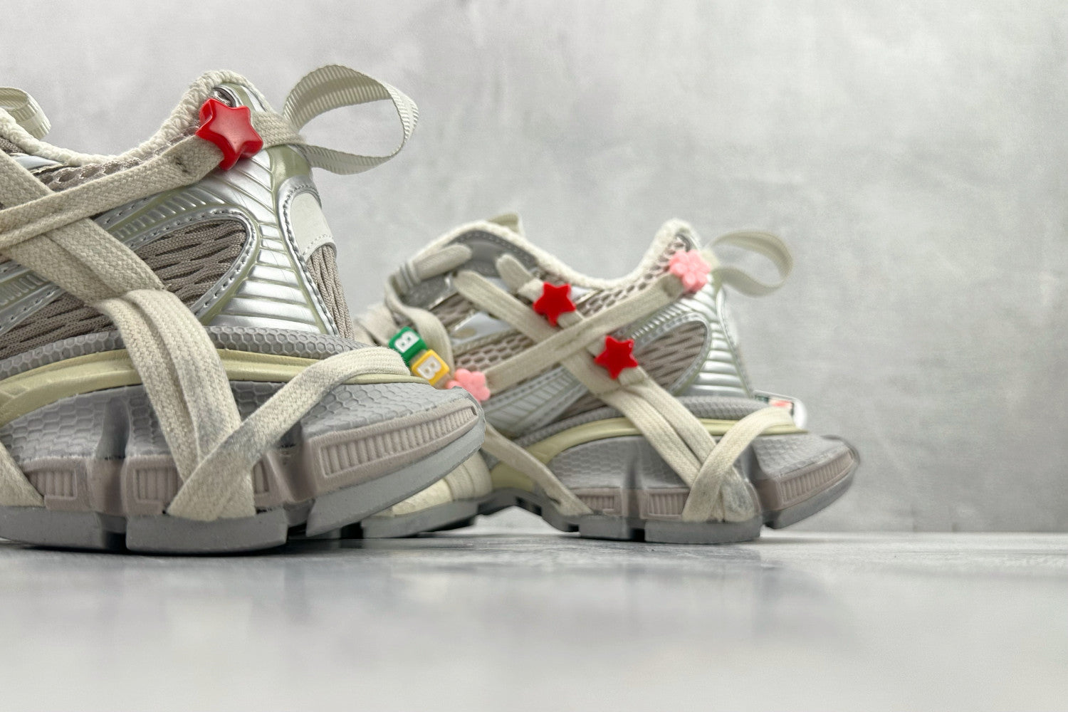 Balenciaga Women's 3xl Extreme Lace Sneaker in Eggshell Multicolor #376551