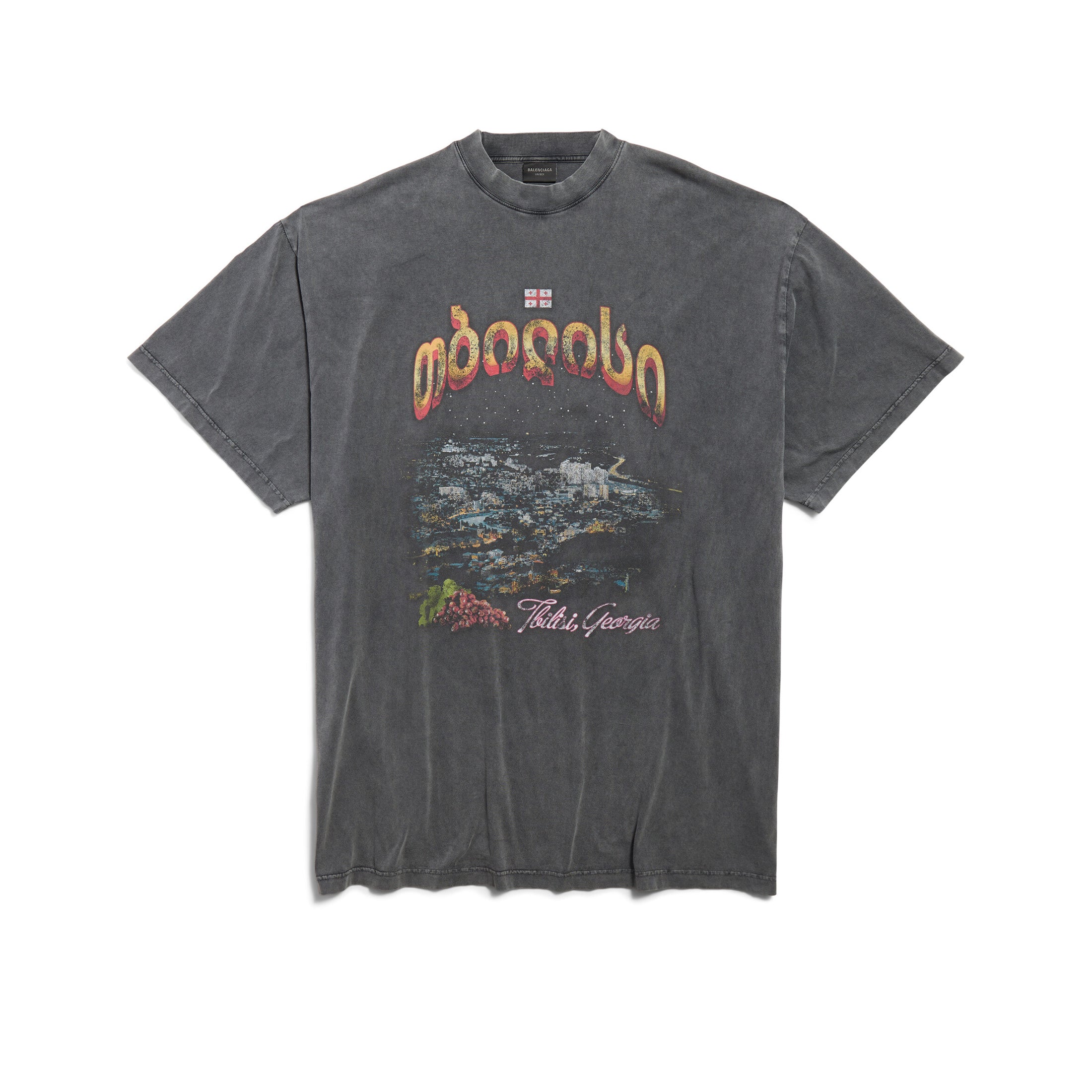 Balenciaga Men's Summer Letter Printed Round Neck Loose Faded Tbilisi Long Sleeve Short Sleeve T-Shirt Ngvp #1156