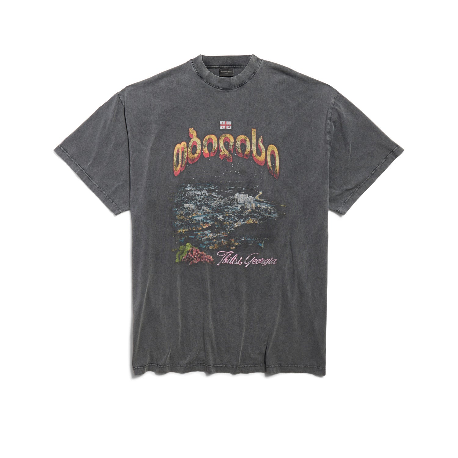 Balenciaga Men's Summer Letter Printed Round Neck Loose Faded Tbilisi Long Sleeve Short Sleeve T-Shirt Ngvp #1156