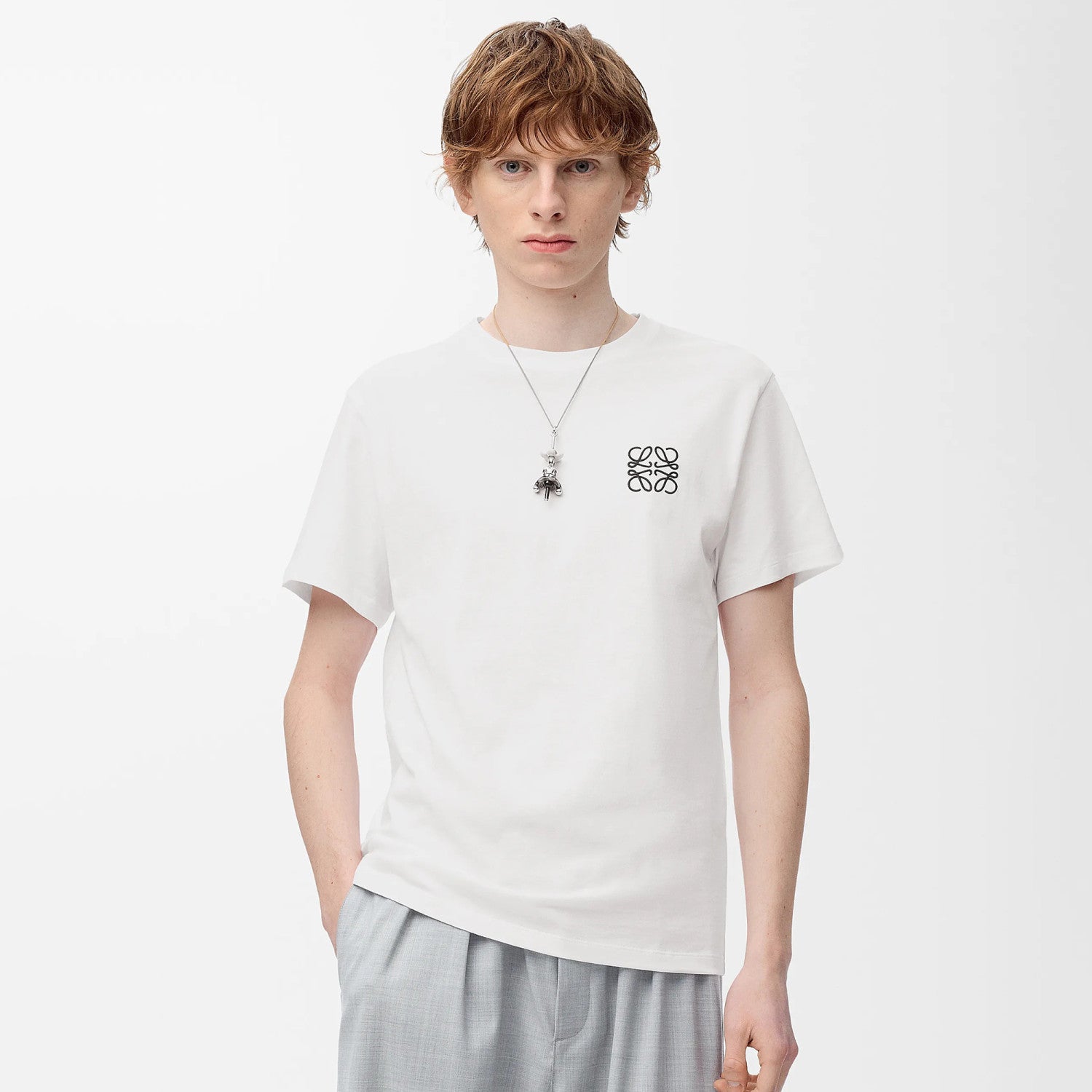 Loewe Men's and Women's Solid Color Embroidered Logo Print Round Neck Cotton Short Sleeve T-Shirt #77814