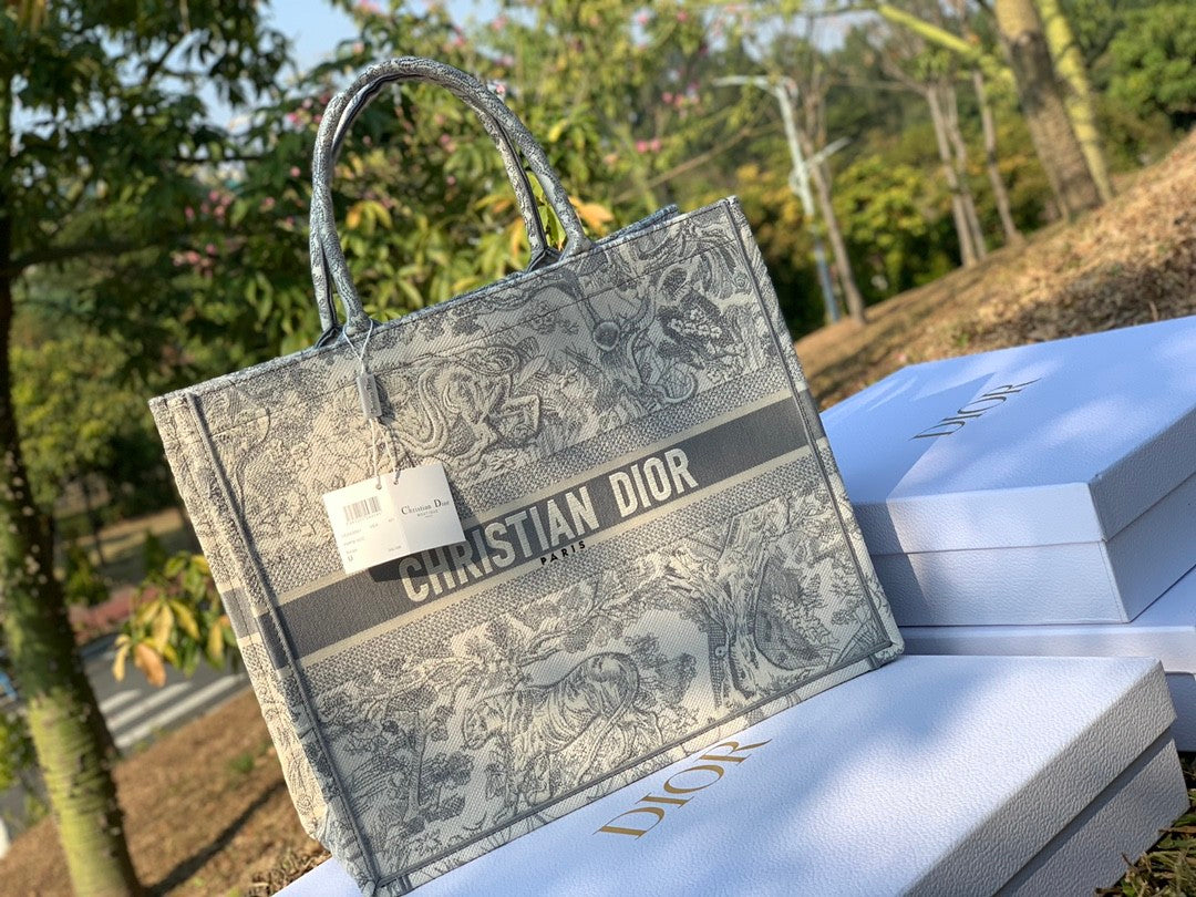 Dior Women's Classic Fashion Large Book Tote Printed Embroidered Pattern Tote Bag Handbag Shopping Bag Bags #78273