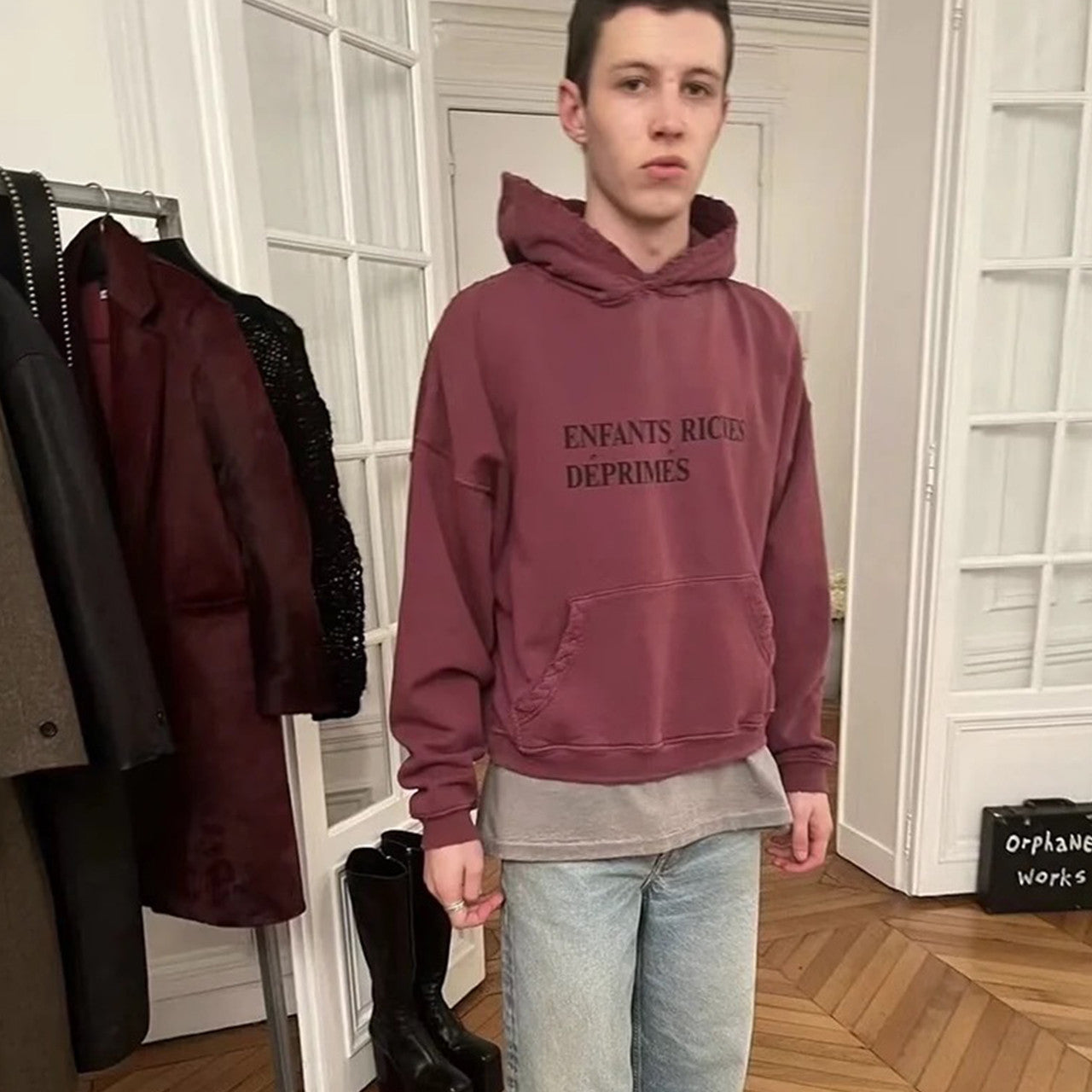 Enfants Riches Deprimes Men's Spring And Autumn Solid Color Hooded Letter Sweatshirt Casual Fashion Trend Pullover Sweatshirt Ngvp #98267