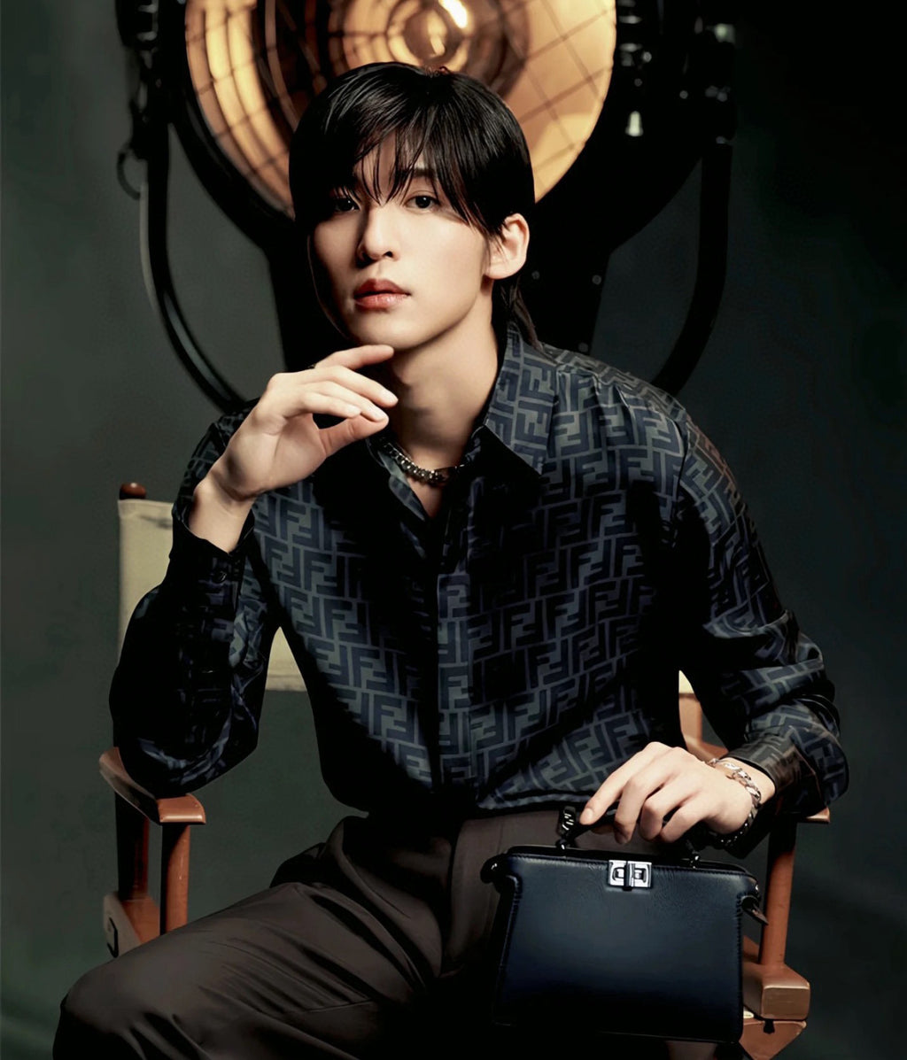 Fendi Men's Women's  Autumn And Winter New Silk Light Cotton Solid Color Lapel Shirt Ff Jacquard Logo Fashion Loose Casual Long-sleeved Shirt! #81616