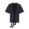 Balenciaga Men's Women's Summer Faded Black Round Neck Plain Knit Lace-Up Done Short Sleeve T-Shirt Ngvp #1761