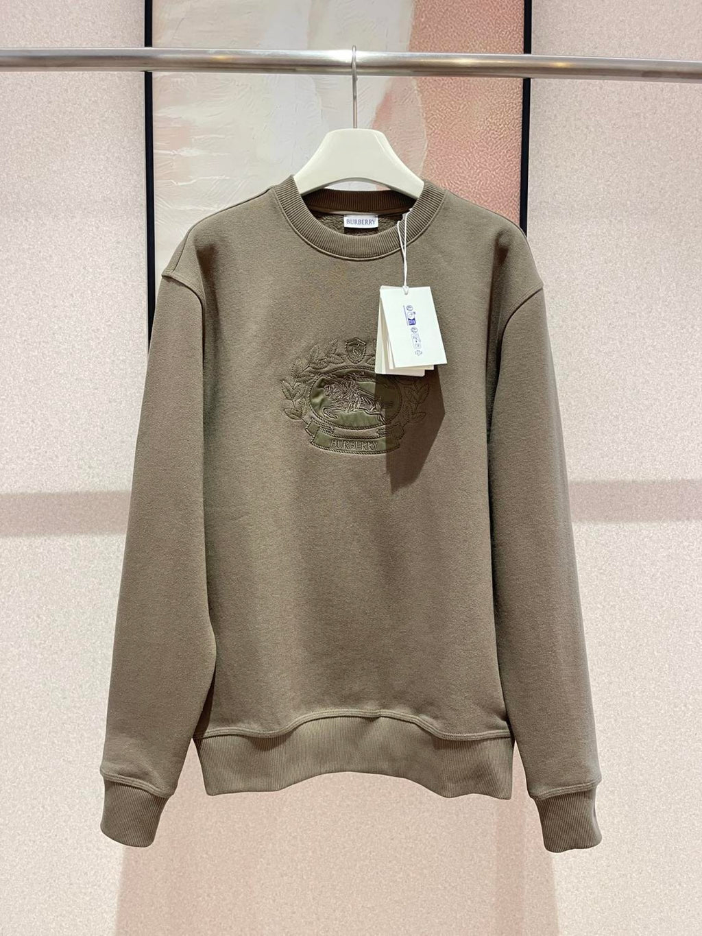 Burberry Men's Spring and Autumn Green Knight Embroidered Label Round Neck Loose Long Sleeve Sweatshirt Pullover #73173