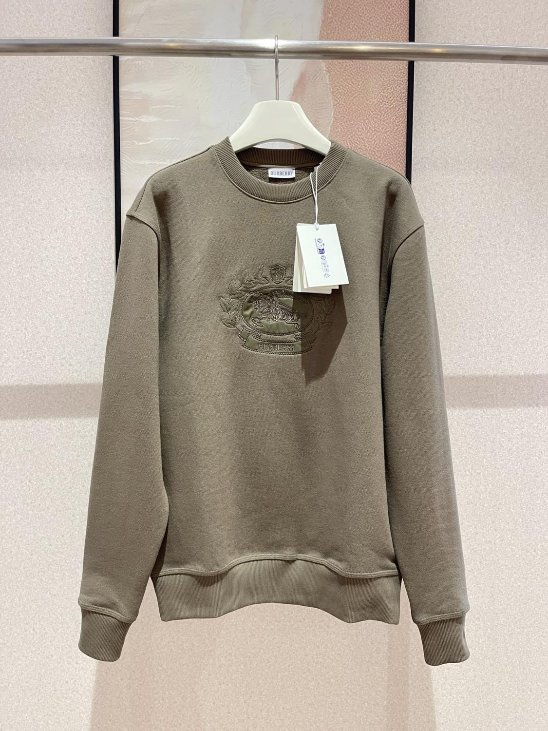 Burberry Men's Spring and Autumn Green Knight Embroidered Label Round Neck Loose Long Sleeve Sweatshirt Pullover #73173