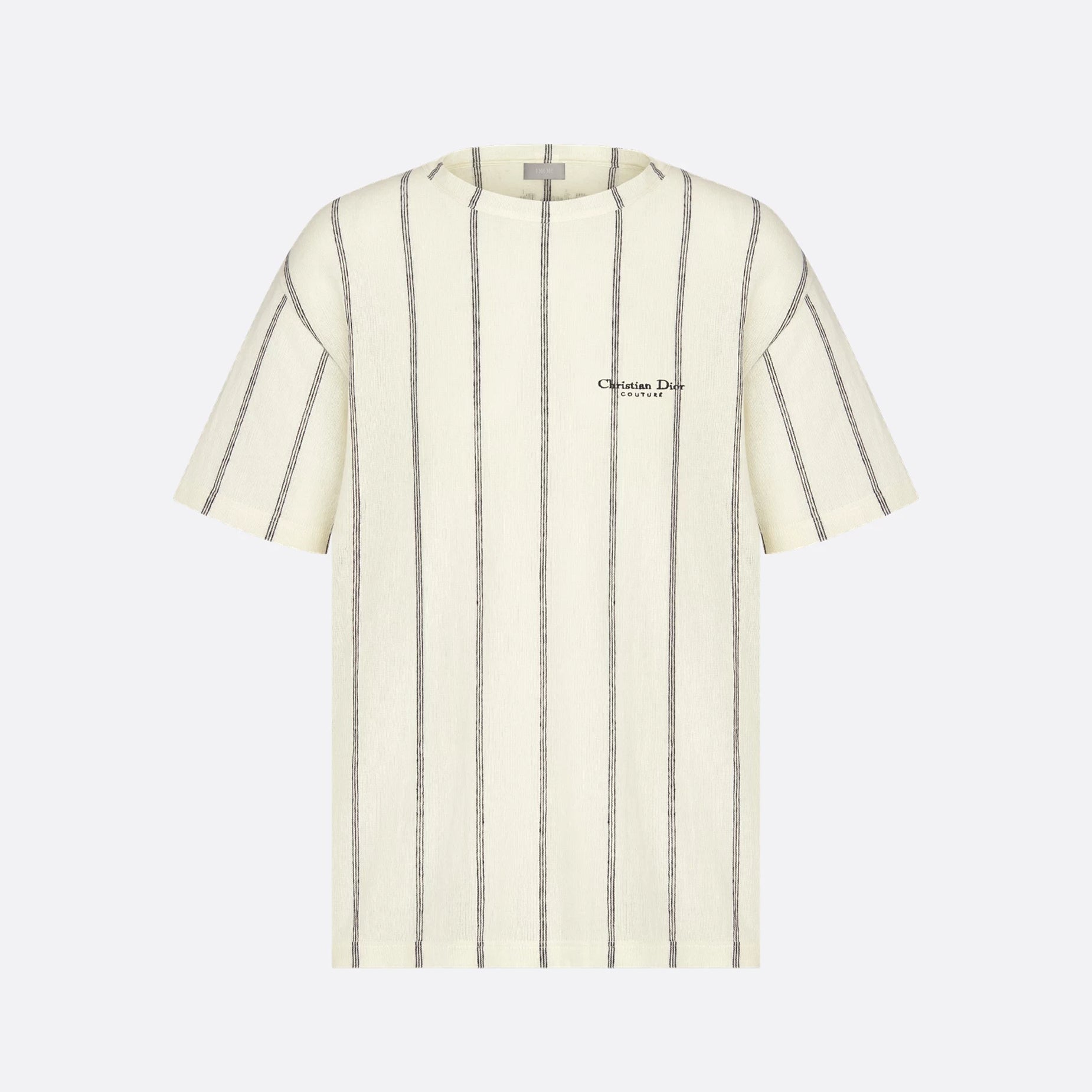 Dior Men's Summer Embroidered Solid Color Striped Loose-Fit Christian Dior Couture Short-Sleeved T-Shirt #81352