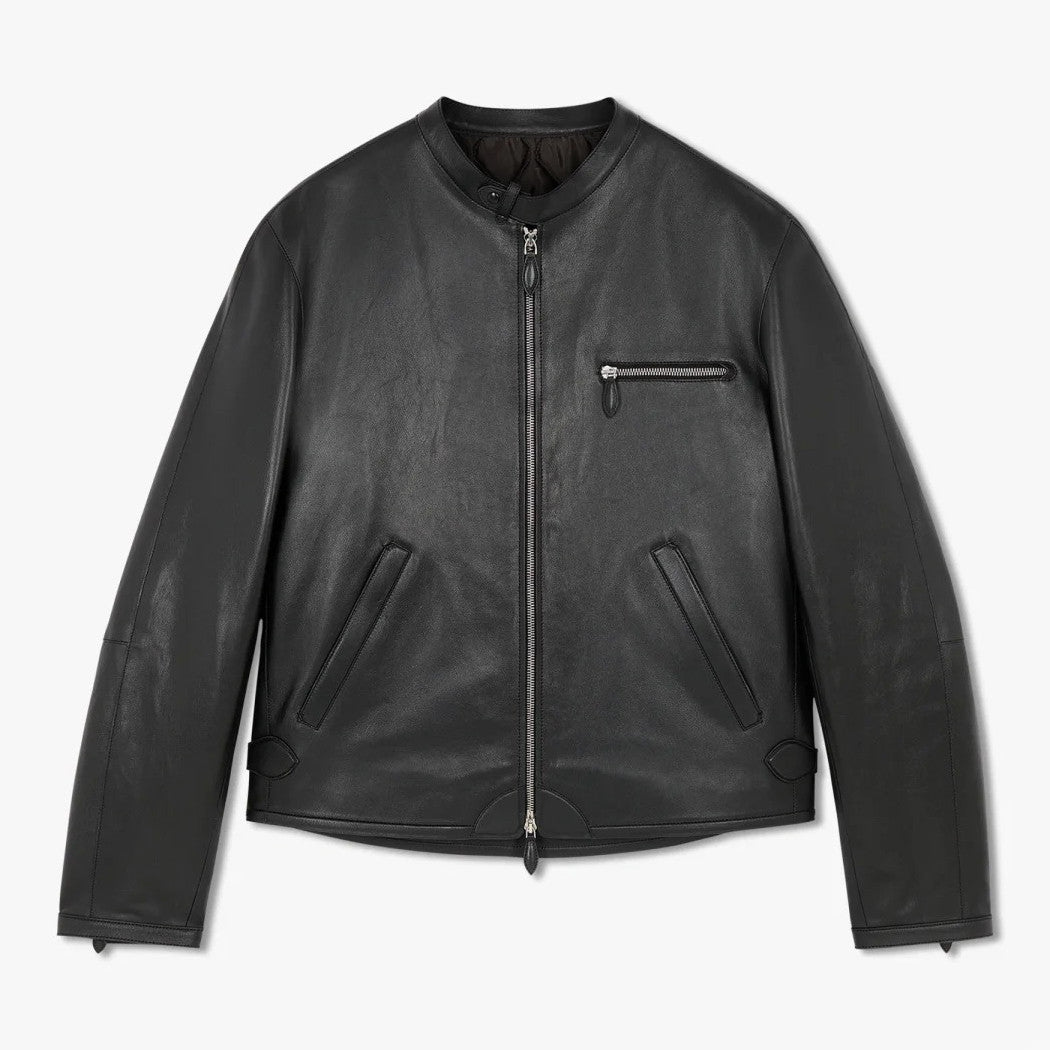 Berluti Men's Fall And Winter Collar Slim Biker Lambskin Leather Long Sleeve Jacket #98477