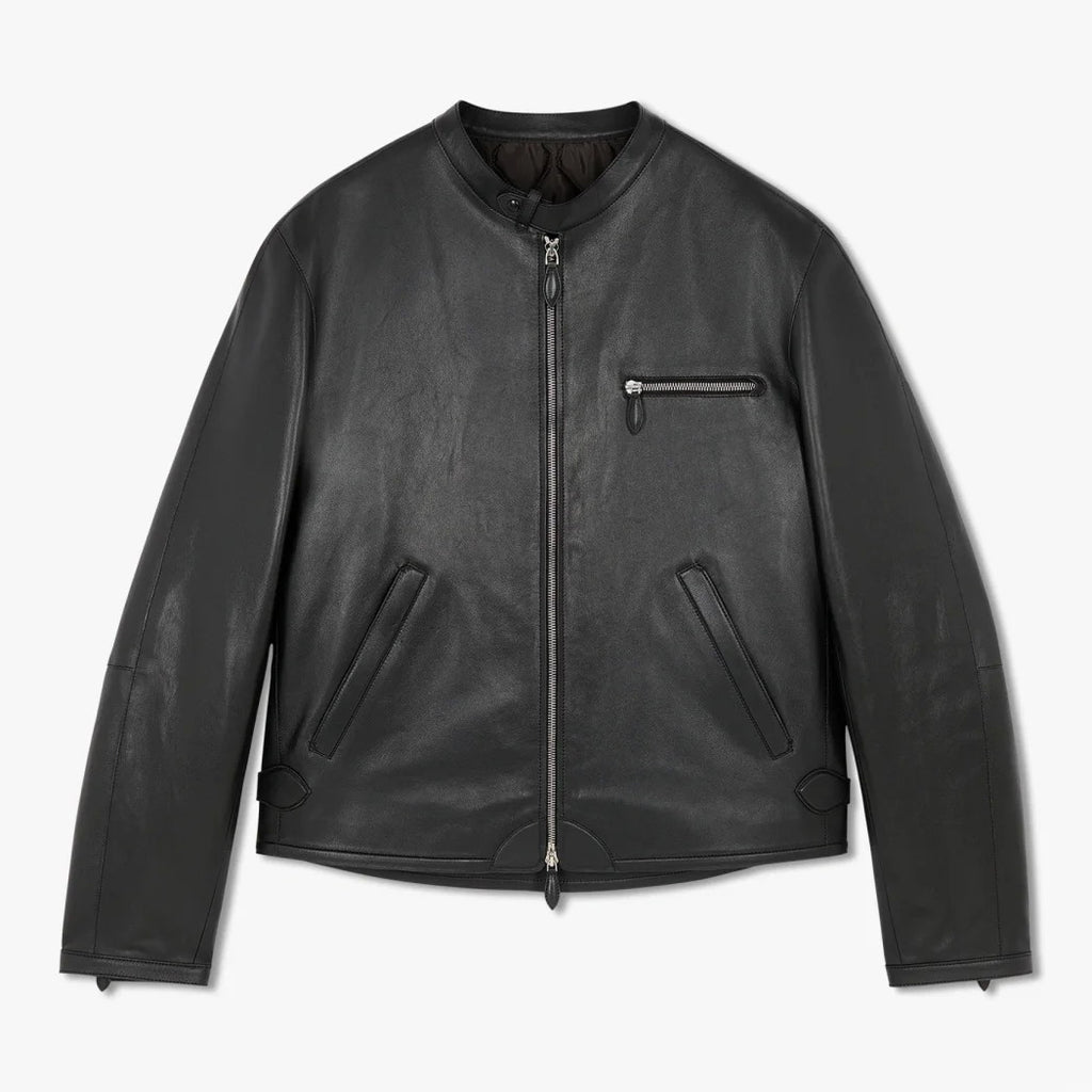 Berluti Men's Fall And Winter Collar Slim Biker Lambskin Leather Long Sleeve Jacket #98477