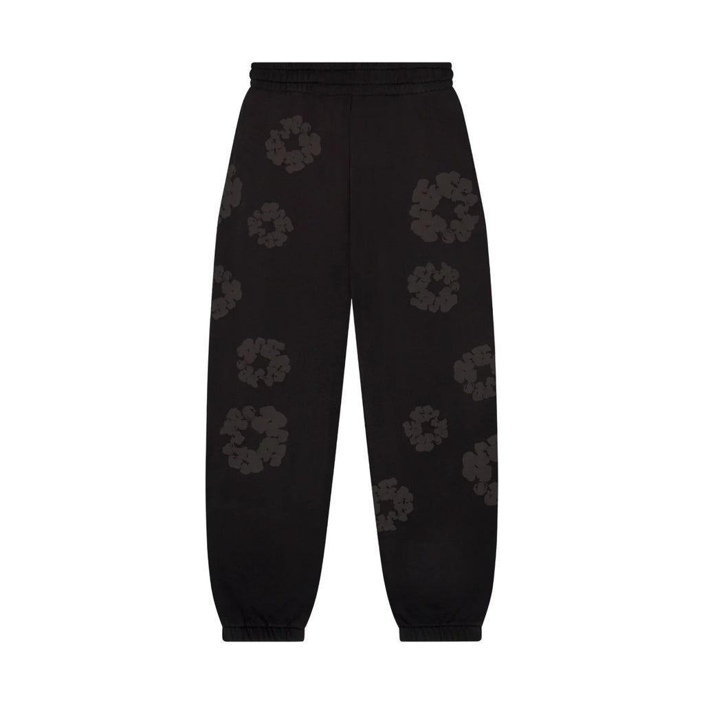 Denim Tears Men's And Women's Spring/fall Fashion Trend Solid Color Elastic Waist Tie Up Cotton Flower Foam Print American High Street Chic Brand Cuffed Sweatpants Long Pants #79536