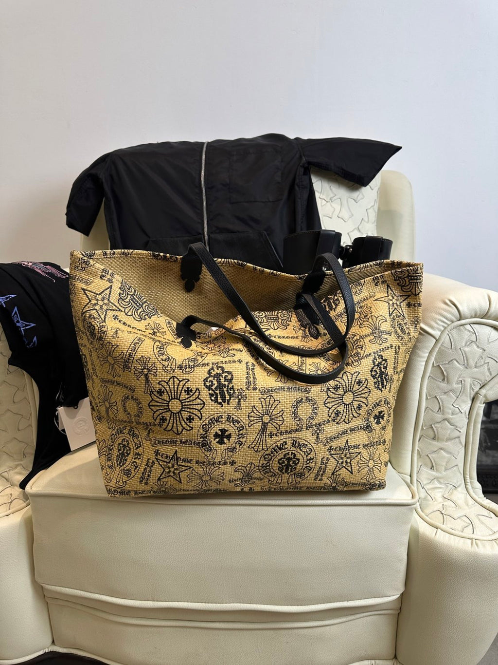 Chrome Hearts Men's And Women's Multi-pattern Cross-stitch Tote Bag Beach Bag 925 Sterling Silver Findings Bags #197458