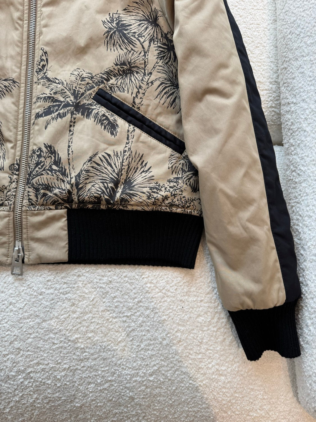 Dior Dioriviera Men's And Women's Fall/Winter Fashion Casual Color Block Zipper Palms Rui Print Pilot Jacket #79487