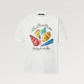 Louis Vuitton Men's Women's Summer Letter Shell Printed Cotton Short Sleeve Casual Fit White T-Shirt #71351