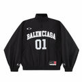 Balenciaga Men's Retro Basketball Sportswear Black High Street Standing Collar Zip Jacket Wide Leg Casual Trousers Pants Suit Set  #71859
