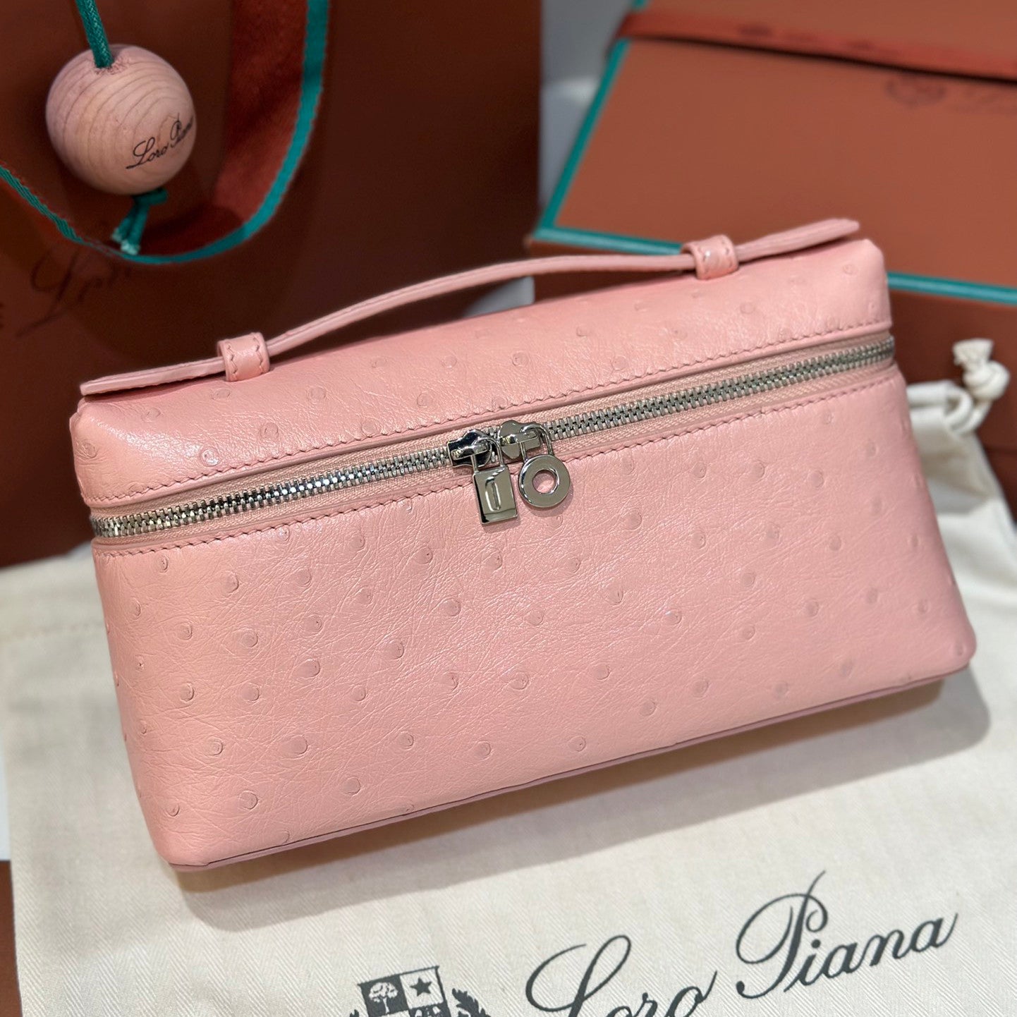Loro Piana Extra pocket L19 Extra Pocket Women's Solid Color Double Zipper Closure Calfskin Shoulder Bag Bags #75346